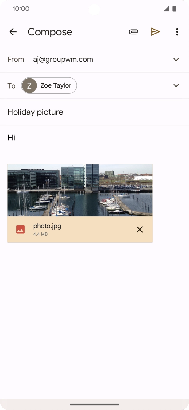 Press the send icon when you've finished your email.
