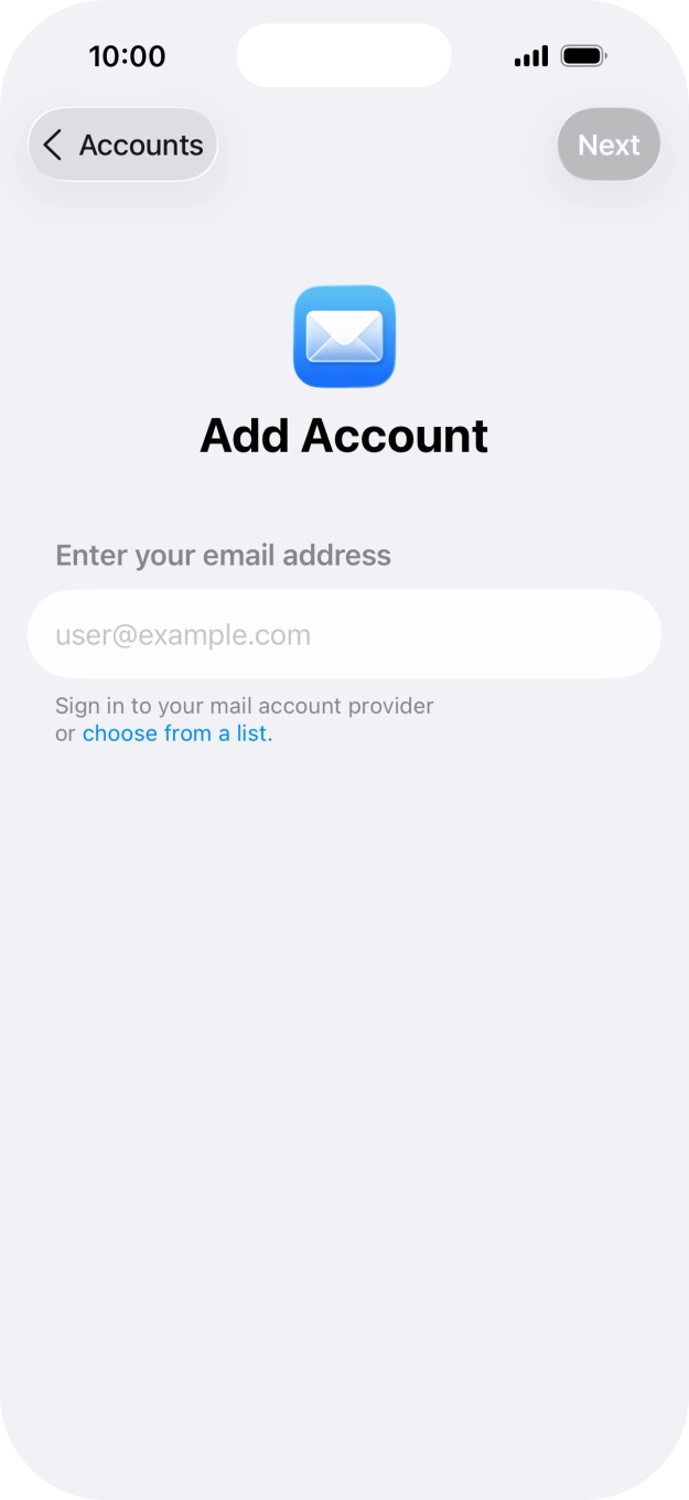 Press the field below 'Enter your email address' and key in your email address.