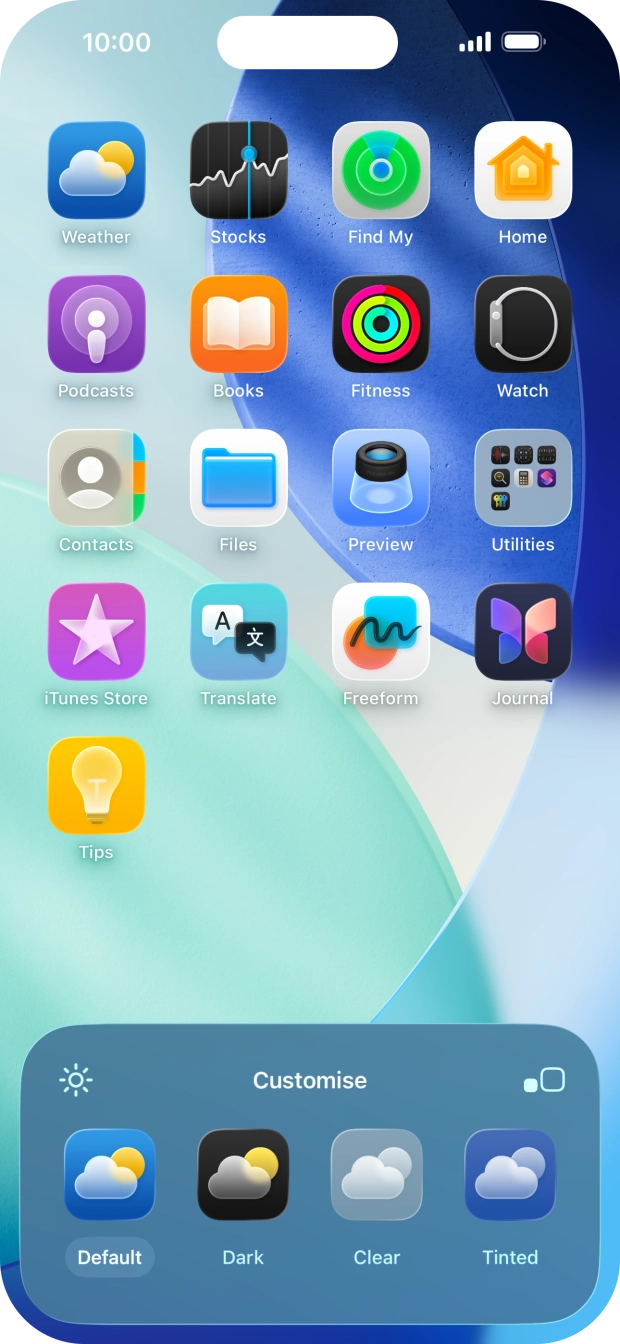 Press the required setting to select the size of app icons on the home screen.