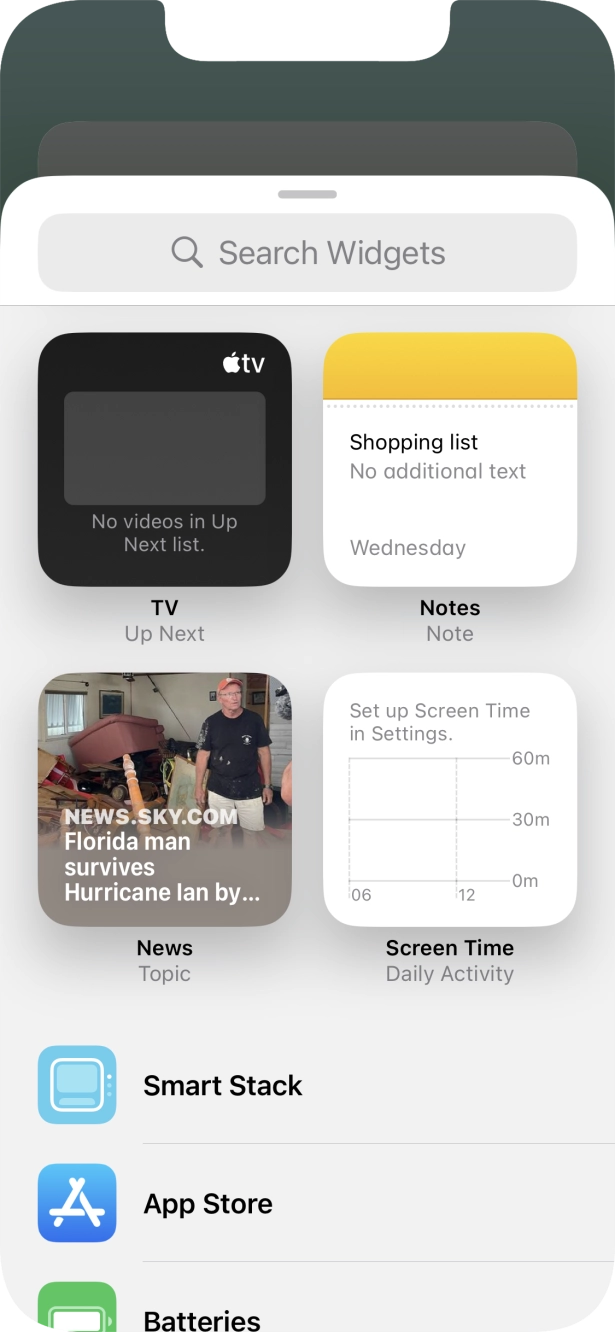Press the required widget. Press the required widget.
