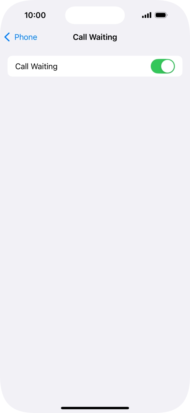 Press the indicator next to 'Call Waiting' to turn the function on or off.