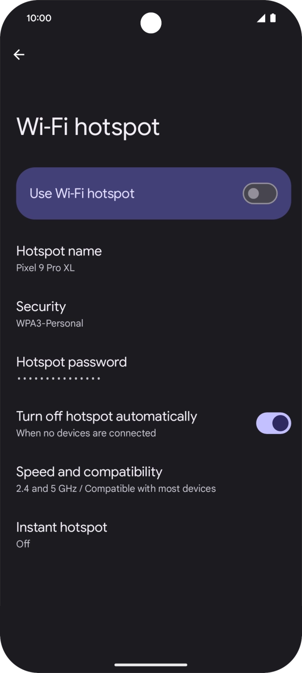 Press Hotspot password and key in the required password. Press Hotspot password and key in the required password.