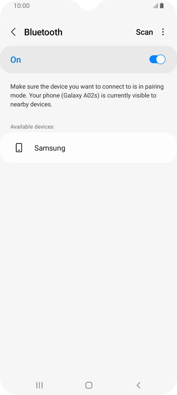 Press the required Bluetooth device and follow the instructions on the screen to pair the device with your phone.