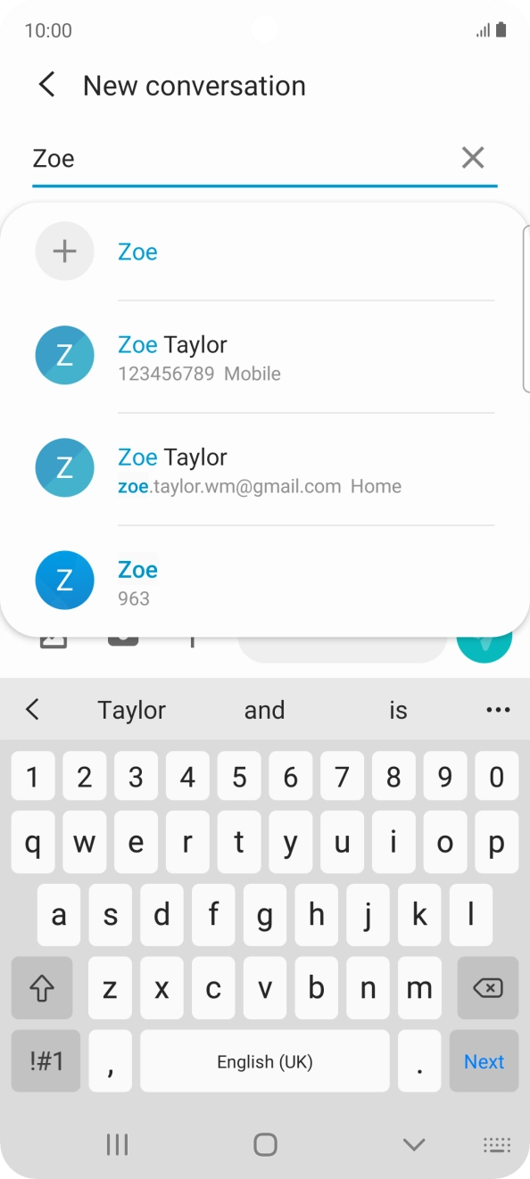 Press the required contact. Press the required contact.