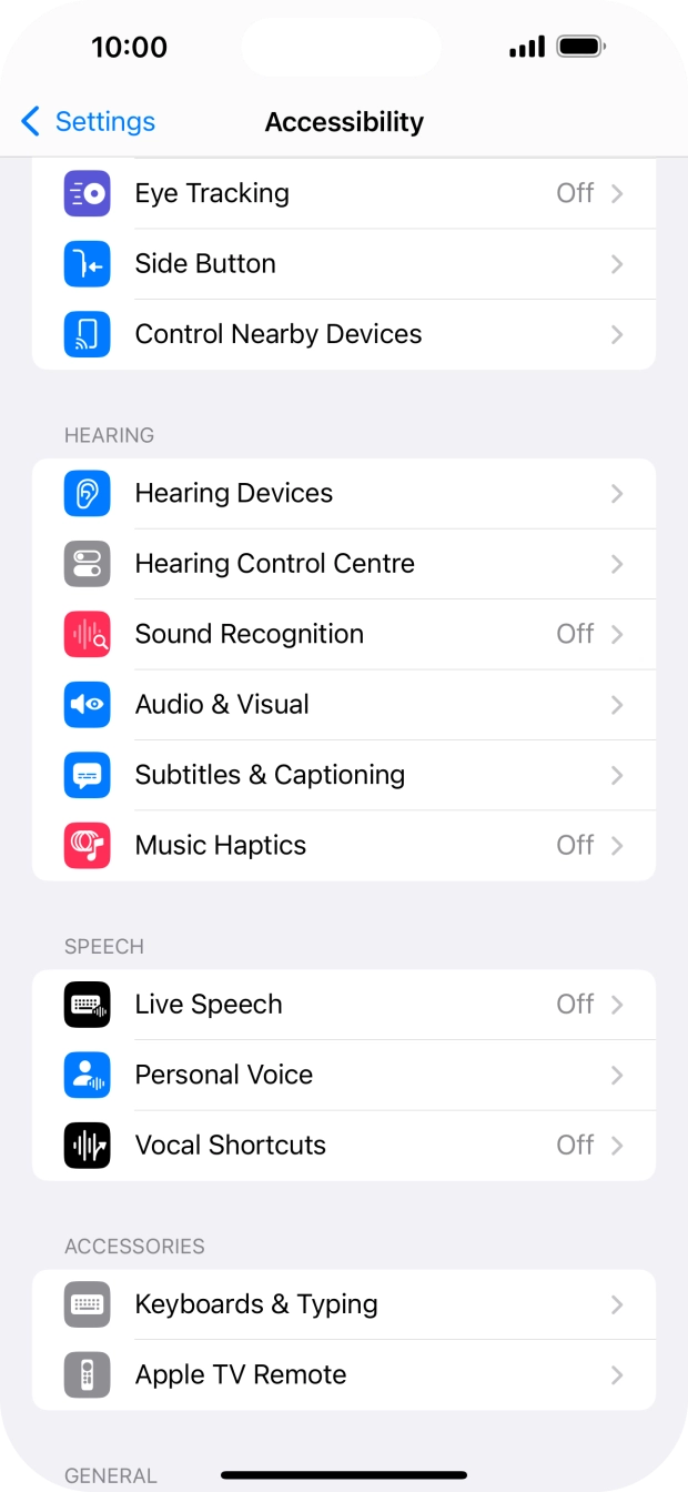 Press the required category below 'PHYSICAL AND MOTOR' and follow the instructions on the screen to select the required settings. Press the required category below 'PHYSICAL AND MOTOR' and follow the instructions on the screen to select the required settings.
