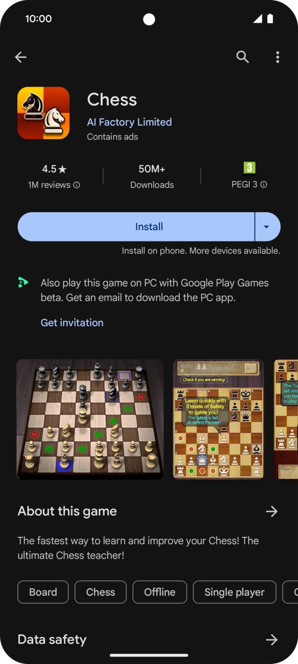 Press Install and follow the instructions on the screen to install the app.