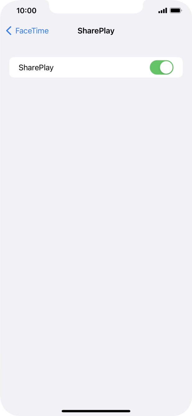 Press the indicator next to 'SharePlay' to turn the function on or off. Press the indicator next to 'SharePlay' to turn the function on or off.