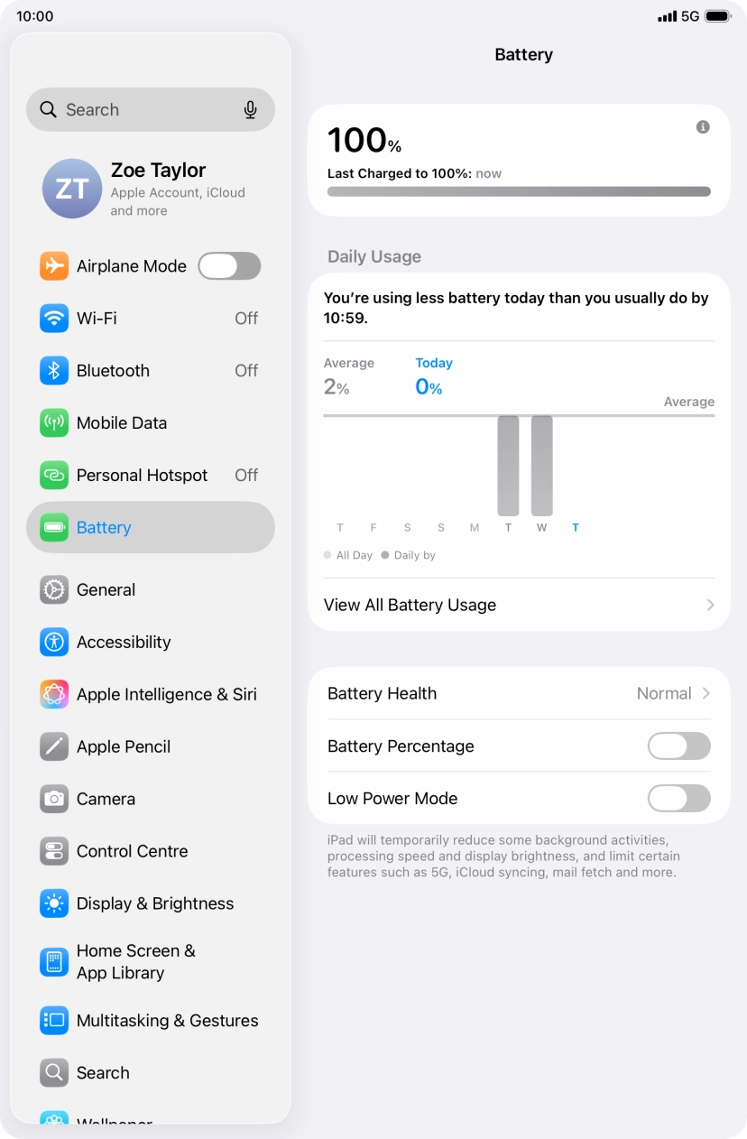 Press the indicator next to 'Low Power Mode' to turn on the function.
