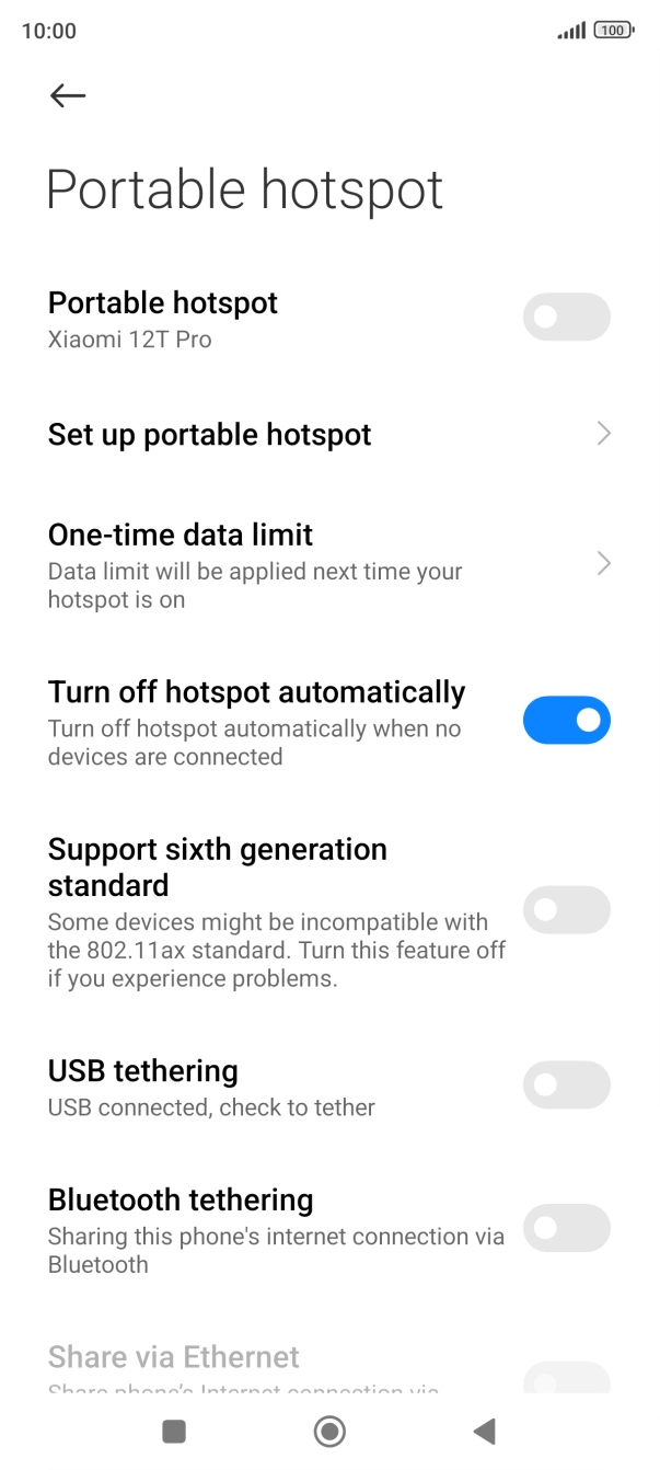 Press Set up portable hotspot. Press Set up portable hotspot.