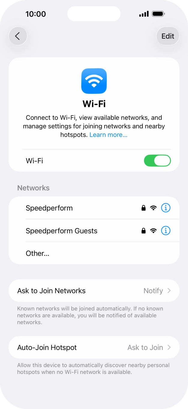Press the required WiFi network and key in the password for the WiFi network.