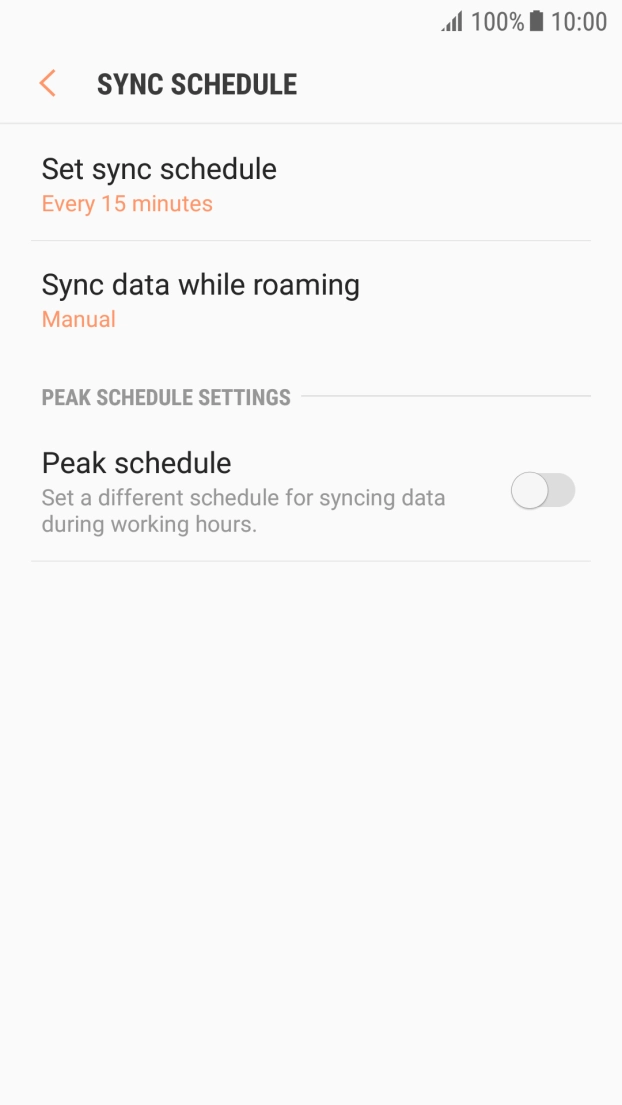 Press Set sync schedule. Press Set sync schedule.