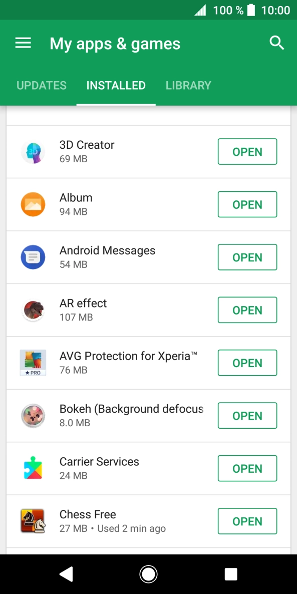 Press the required app.