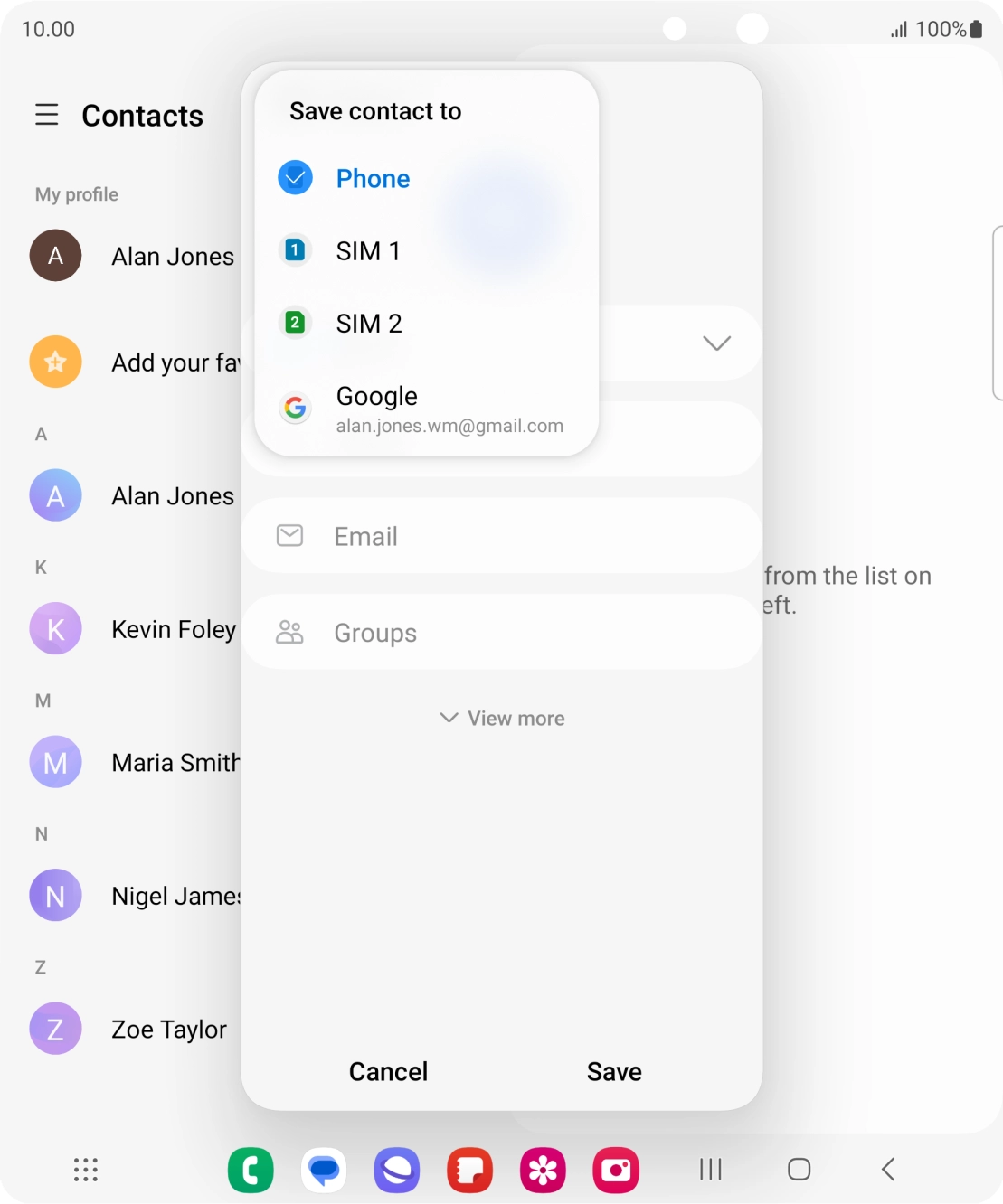 Press the required Google account. Press the required Google account.