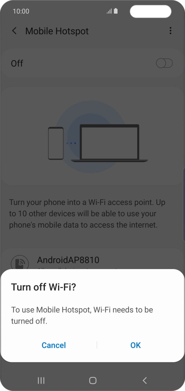 If WiFi is turned on, press OK. If WiFi is turned on, press OK.