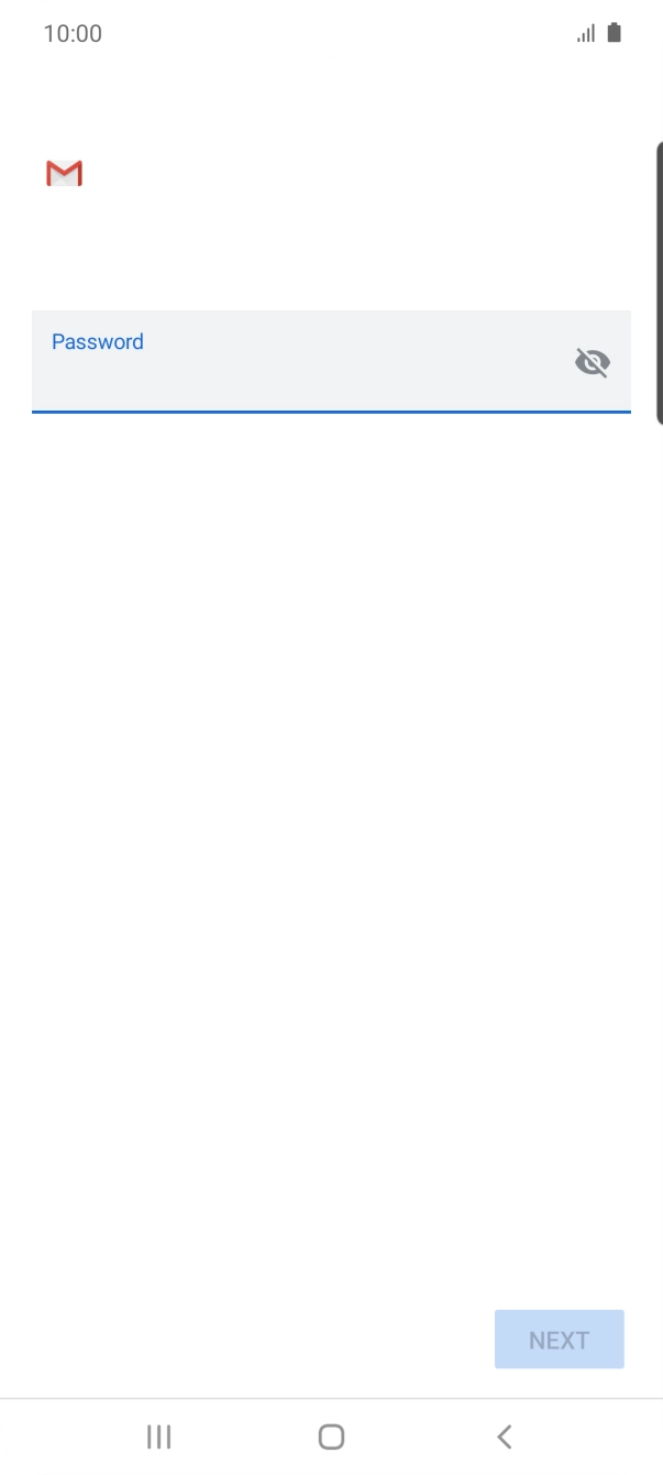 Press the field below 'Password' and key in the password for your email account. Press the field below 'Password' and key in the password for your email account.