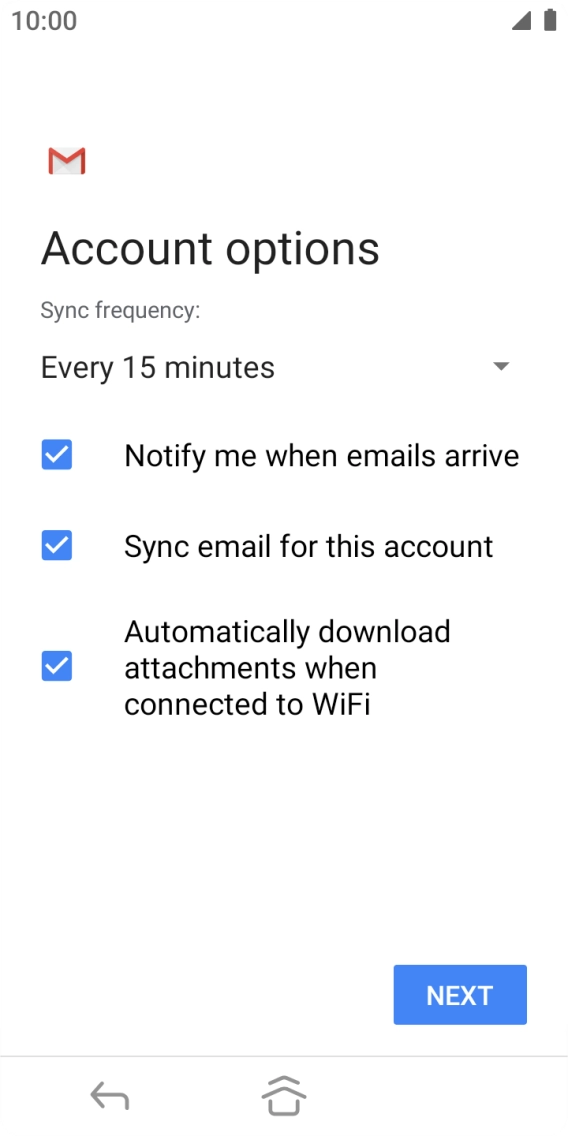 If this screen is displayed, you email account has been recognised and set up automatically. Follow the instructions on the screen to key in more information and finish setting up your phone. If this screen is displayed, you email account has been recognised and set up automatically. Follow the instructions on the screen to key in more information and finish setting up your phone.