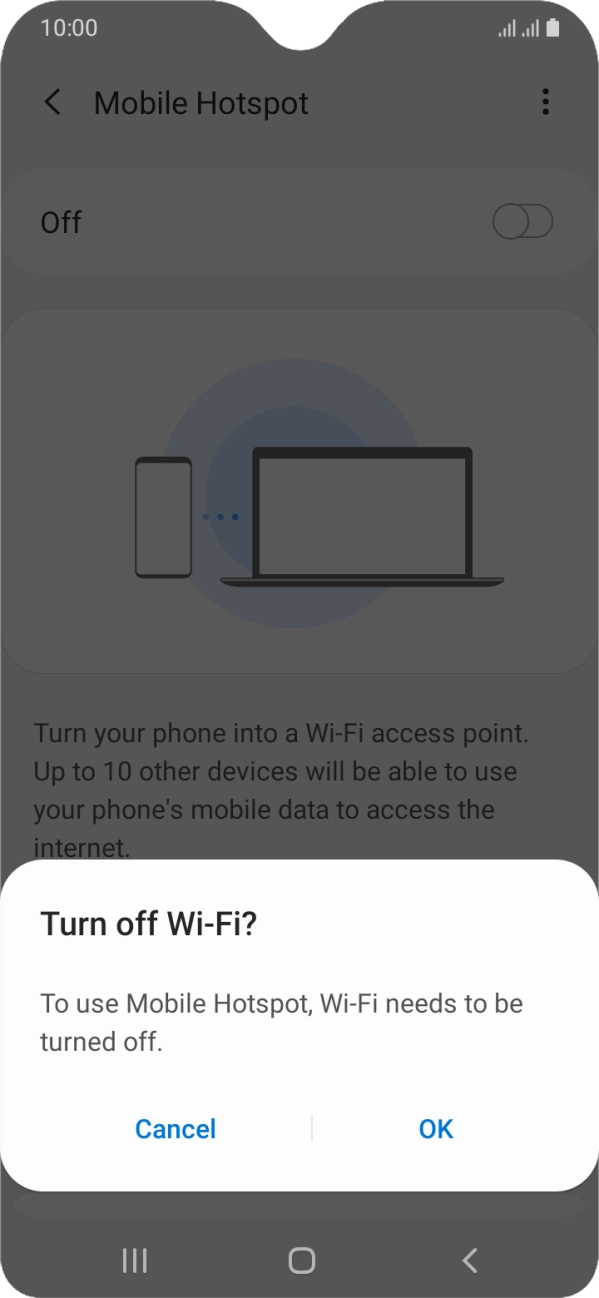 If WiFi is turned on, press OK. If WiFi is turned on, press OK.
