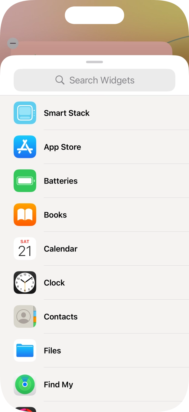 Press the required widget. Press the required widget.
