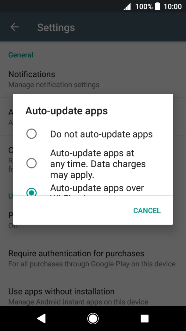 To turn off automatic update of apps, press Do not auto-update apps. To turn off automatic update of apps, press Do not auto-update apps.
