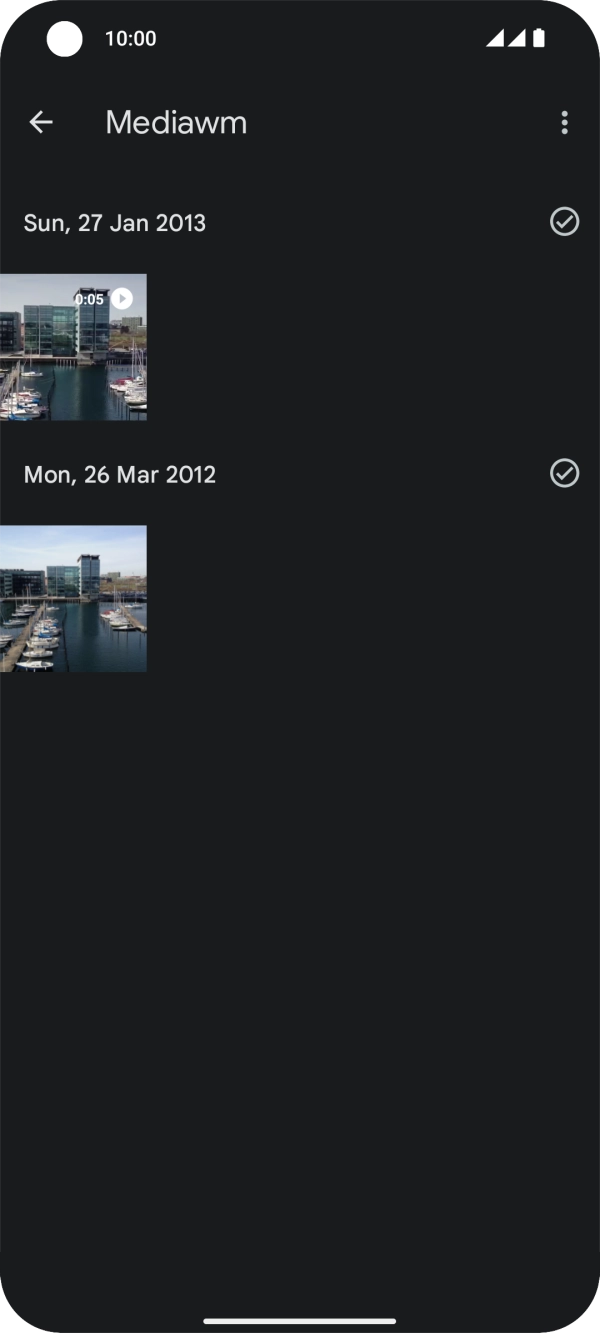 Press and hold any picture or video clip. Press and hold any picture or video clip.