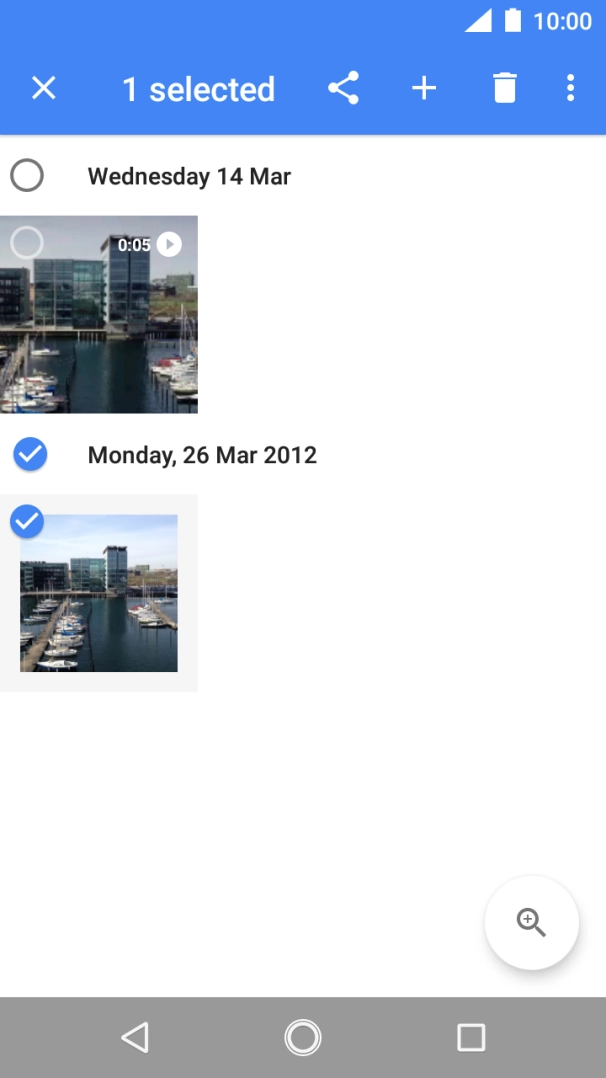 Press the required pictures or video clips. Press the required pictures or video clips.