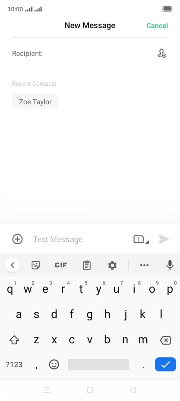 Press the field next to 'Recipient:' and key in the first letters of the recipient's name. Press the field next to 'Recipient:' and key in the first letters of the recipient's name.