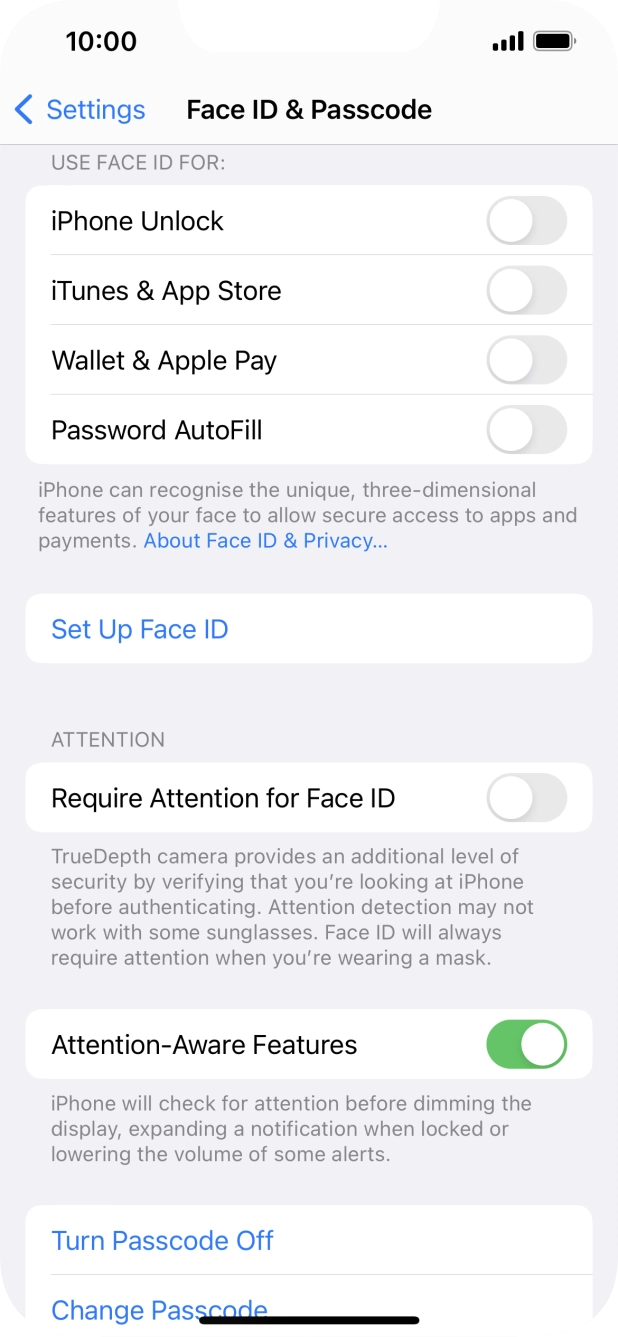 Press Turn Passcode Off and key in the lock code.