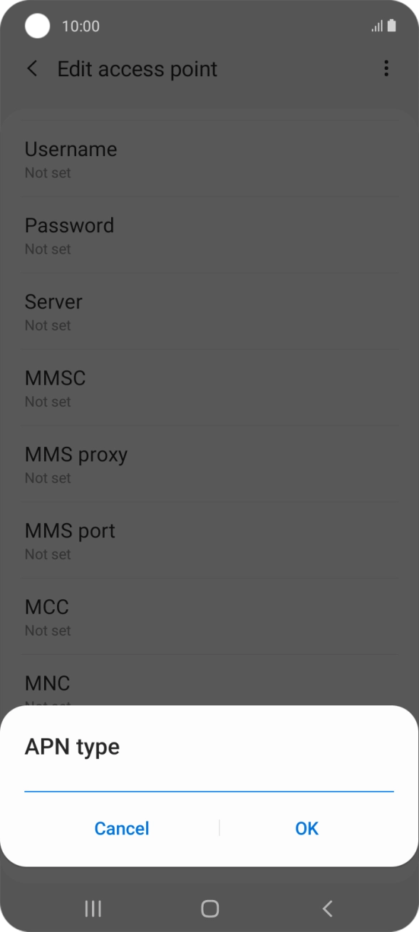 Key in default and press OK. Key in default and press OK.