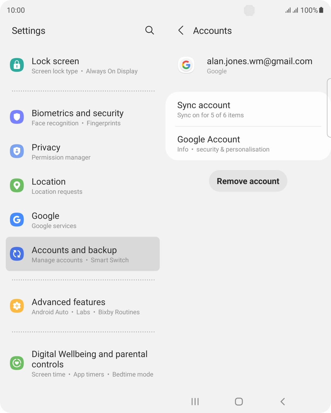 Press Sync account.