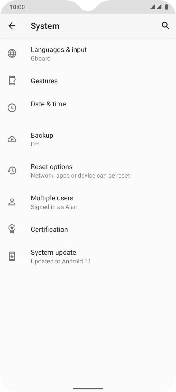 Press System update. If a new software version is available, it's displayed. Follow the instructions on the screen to update the phone software.