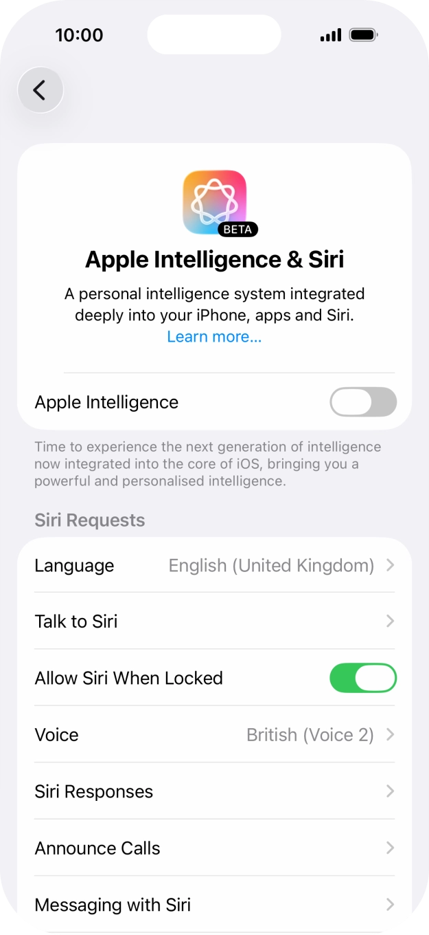 Press the indicator next to 'Apple Intelligence' and follow the instructions on the screen to finish the activation. Press the indicator next to 'Apple Intelligence' and follow the instructions on the screen to finish the activation.