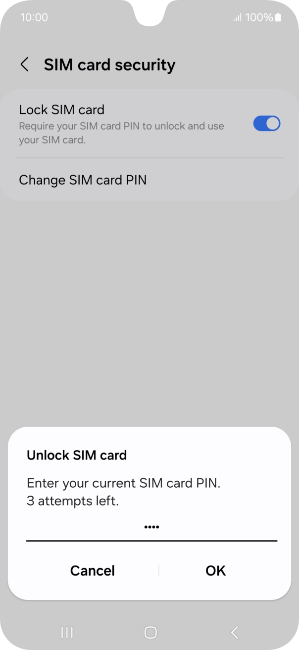 Key in your SIM PIN and press OK. The default SIM PIN is 0000.