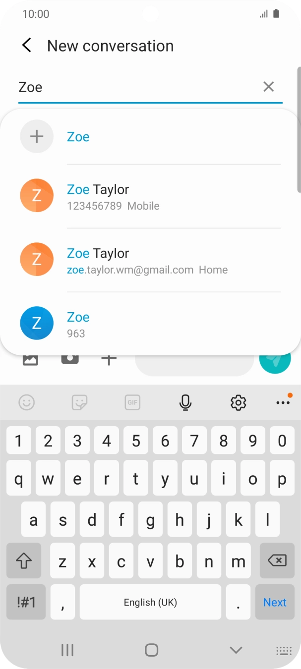 Press the required contact. Press the required contact.