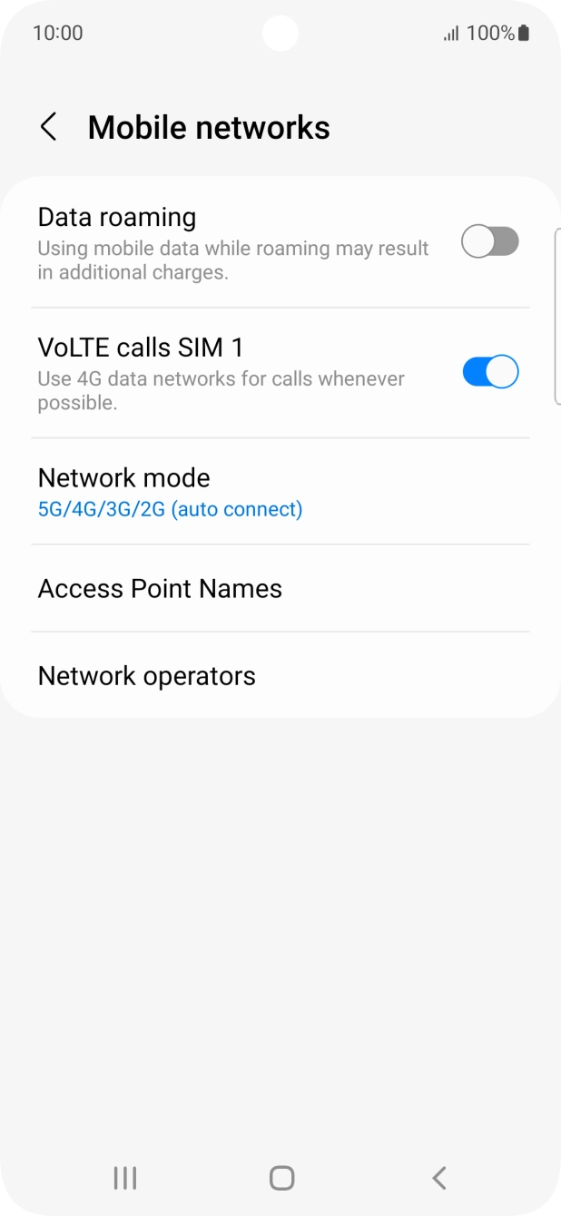 Press the indicator next to 'VoLTE calls ‹SIM›' to turn the function on or off.