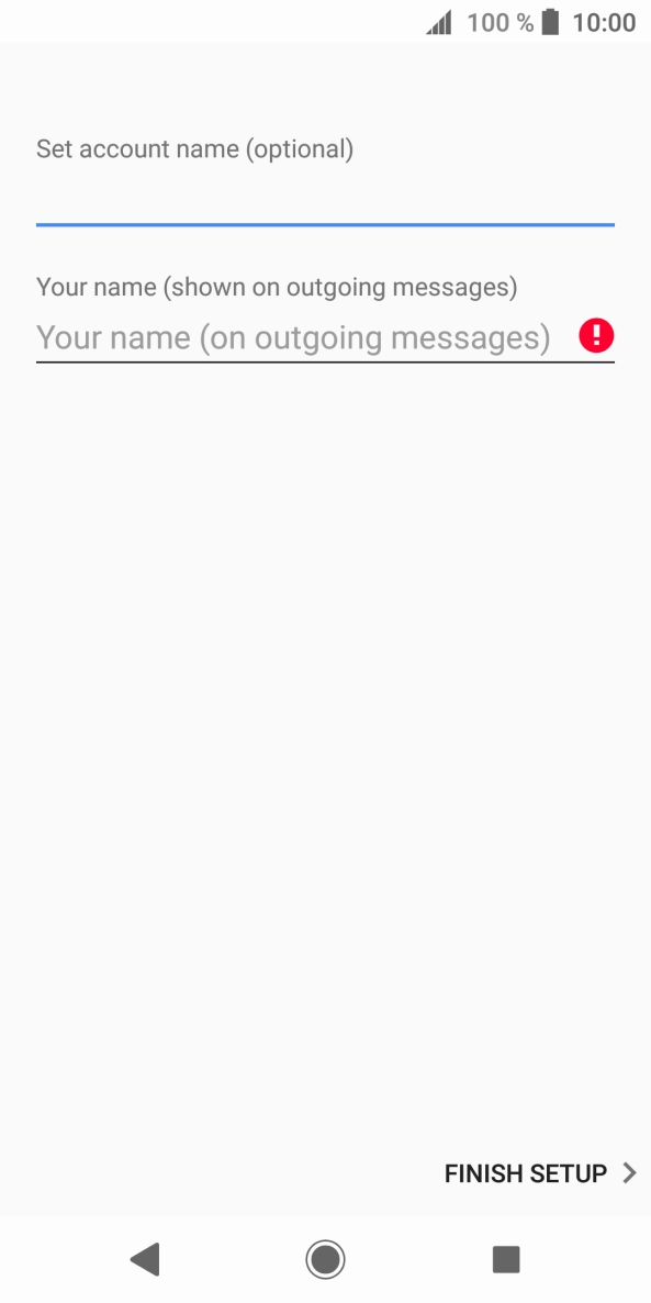Press the field below 'Set account name (optional)' and key in the required name. Press the field below 'Set account name (optional)' and key in the required name.