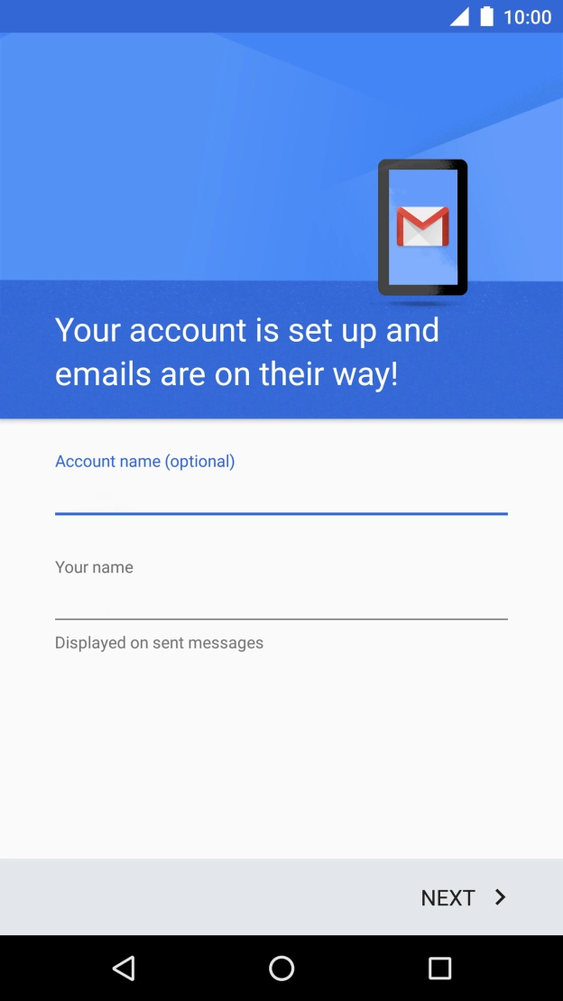 Press the field below 'Your name' and key in the required sender name.