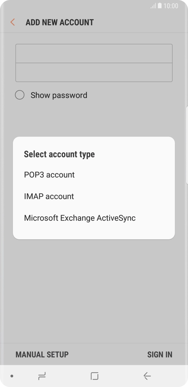 Press IMAP account. Press IMAP account.