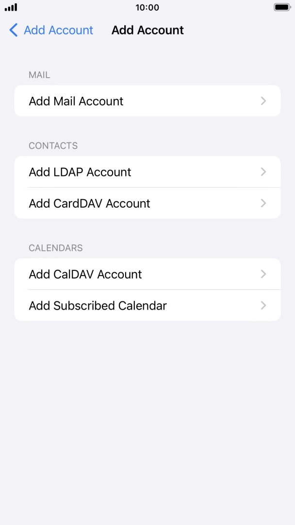 Press Add Mail Account. Press Add Mail Account.