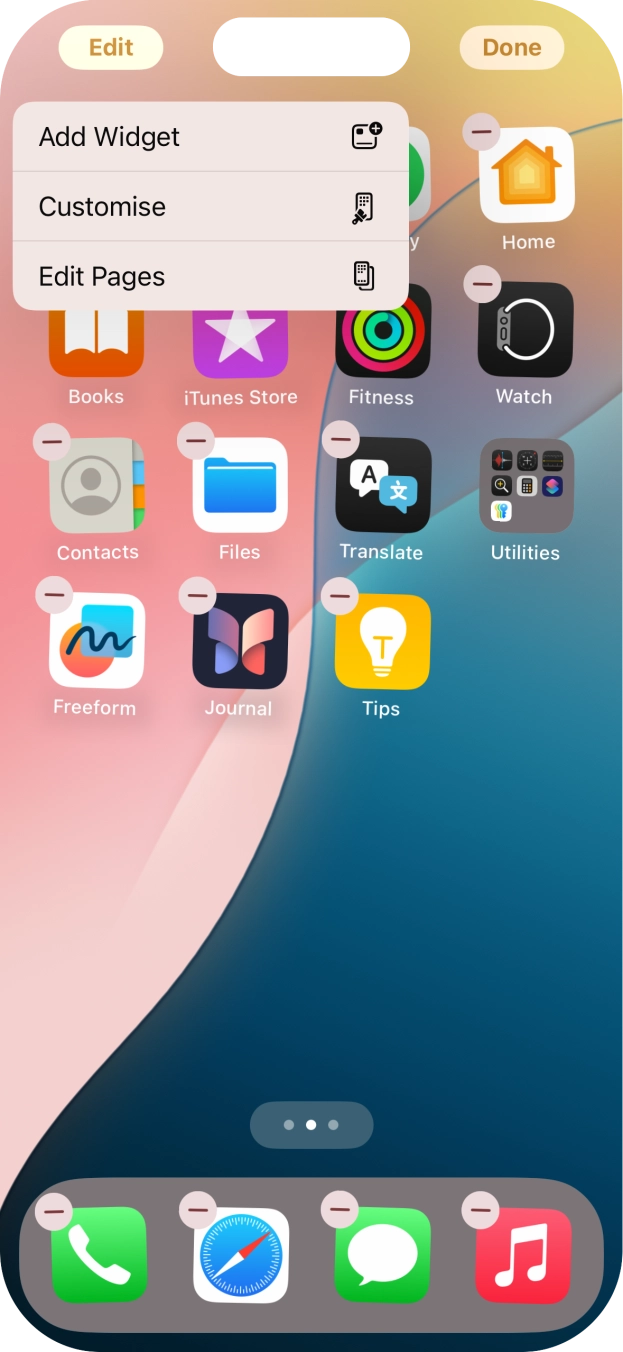 Press Customise.