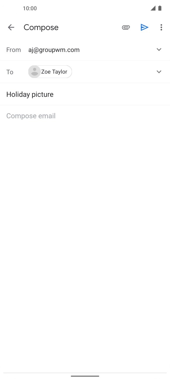 Press the text input field and write the text for your email. Press the text input field and write the text for your email.