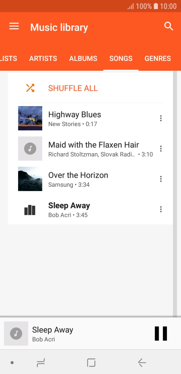 Press the song title at the bottom of the screen. Press the song title at the bottom of the screen.