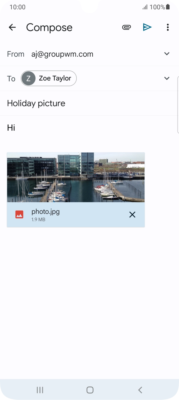 Press the send icon when you've finished your email.