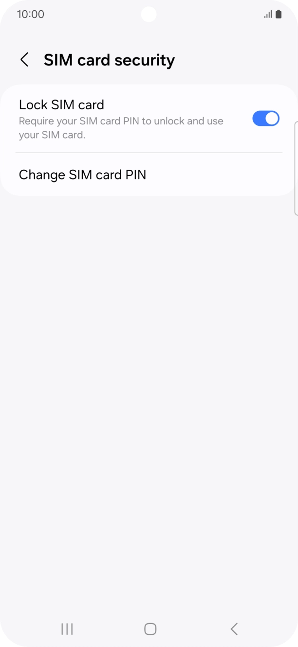 Press the indicator next to 'Lock SIM card' to turn the function on or off.