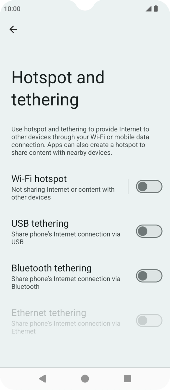 Press Wi-Fi hotspot. Press Wi-Fi hotspot.