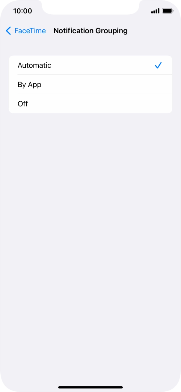 Press the required setting.