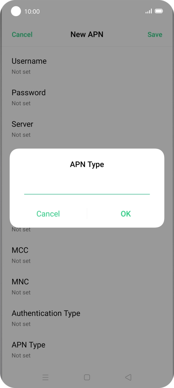 Key in default and press OK. Key in default and press OK.