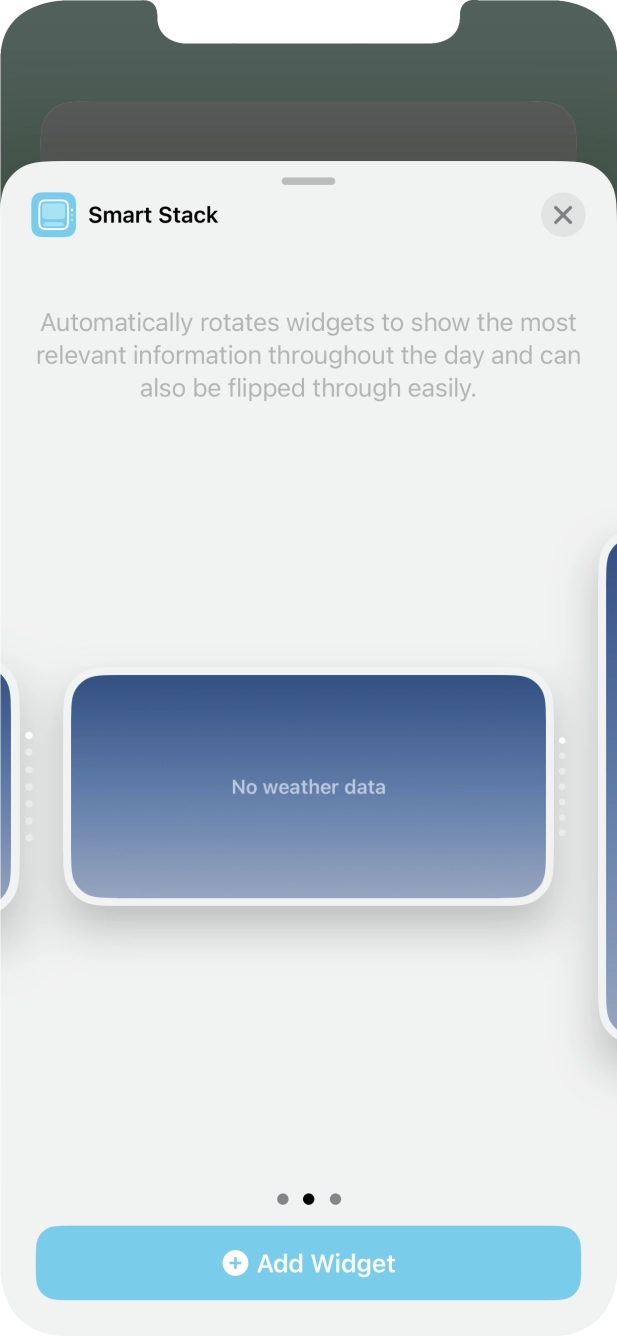 Slide your finger right or left on the screen to select the required widget size. Slide your finger right or left on the screen to select the required widget size.