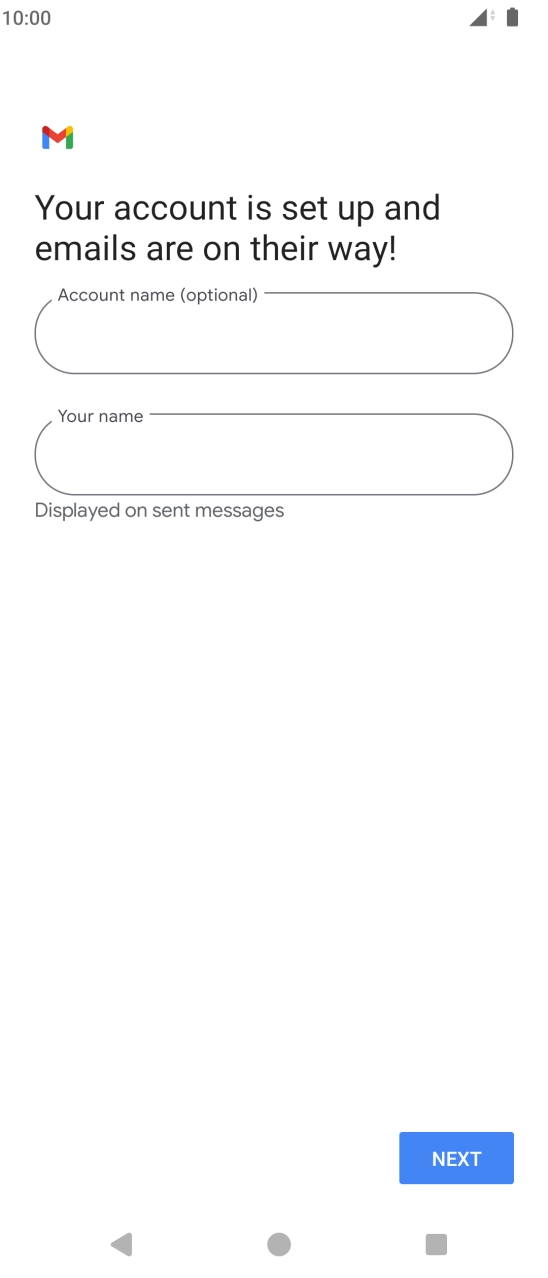 Press the field below 'Account name (optional)' and key in the required name. Press the field below 'Account name (optional)' and key in the required name.