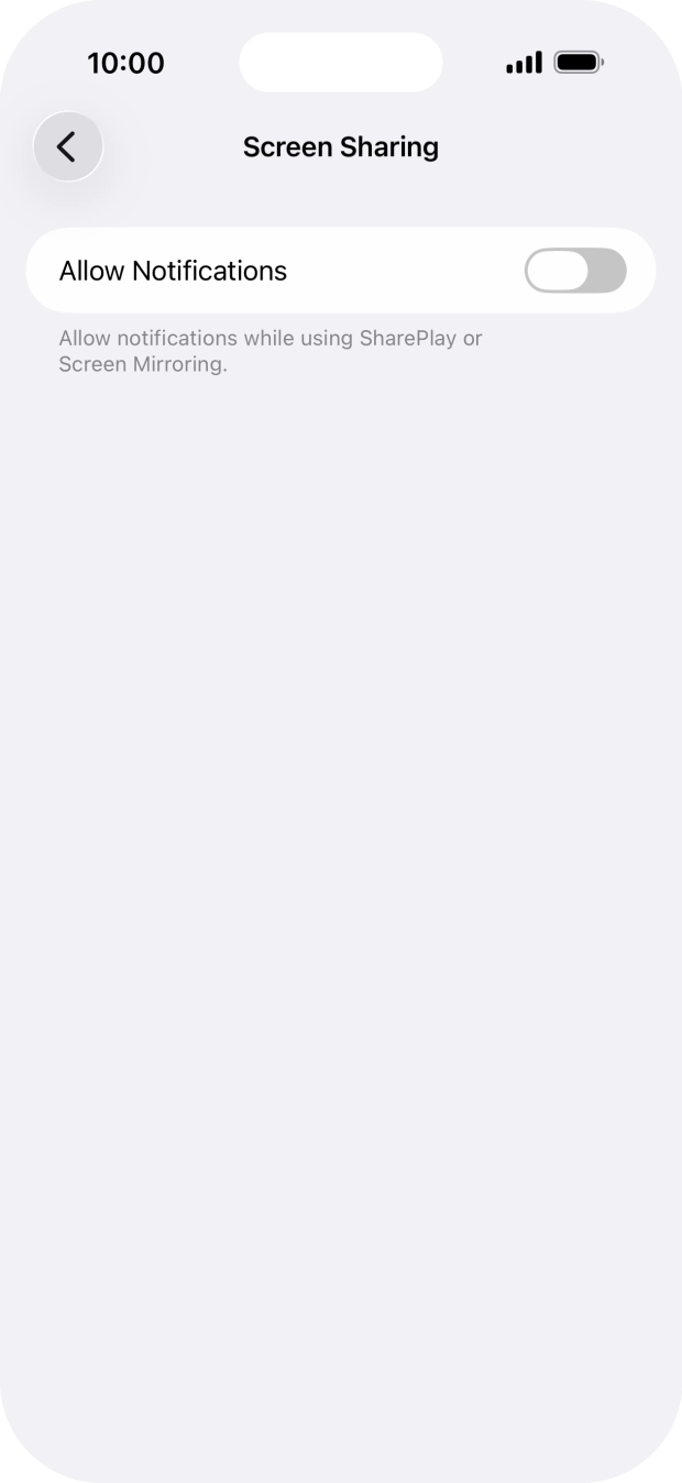 Press the indicator next to 'Allow Notifications' to turn the function on or off.