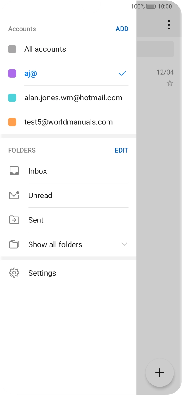 Press the required email account.